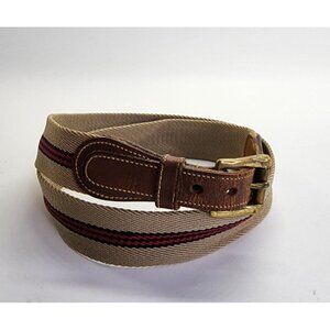 Dooney & Bourke Brown Cotton Belt With Leather Tips Brass Buckle Size 34